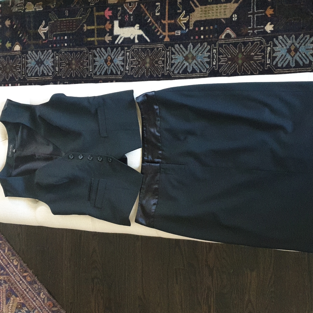 Beautiful Black tuxedo style vest and matching skirt.